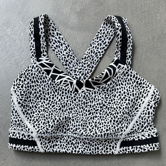 Lululemon Athletica Black and White Sports Bra - Cross Back Animal Pattern - Picture 1 of 6